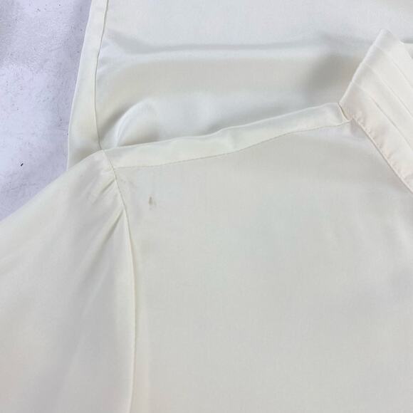 Vintage Talbots Cream Drapey Mandarin Band Collar Blouse Sz Medium - Picture 6 of 7